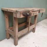 Old wooden workbench sidetable