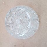 Pair old vase pique flowers molded glass made in france vintage