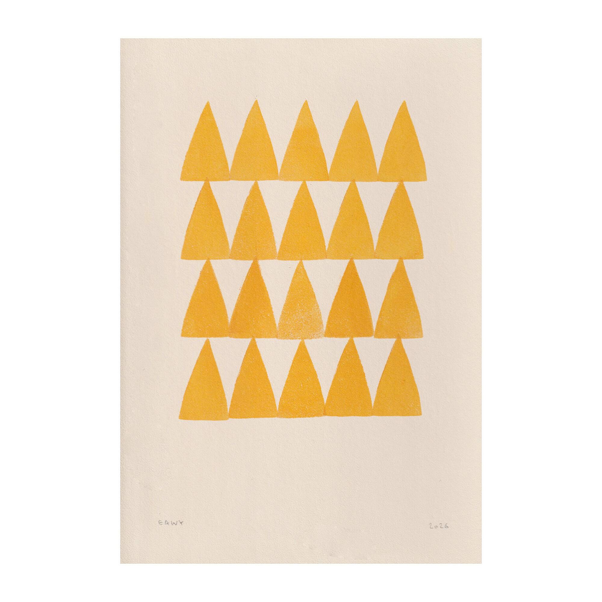 collection of 4 yellow abstract paintings signed Eawy