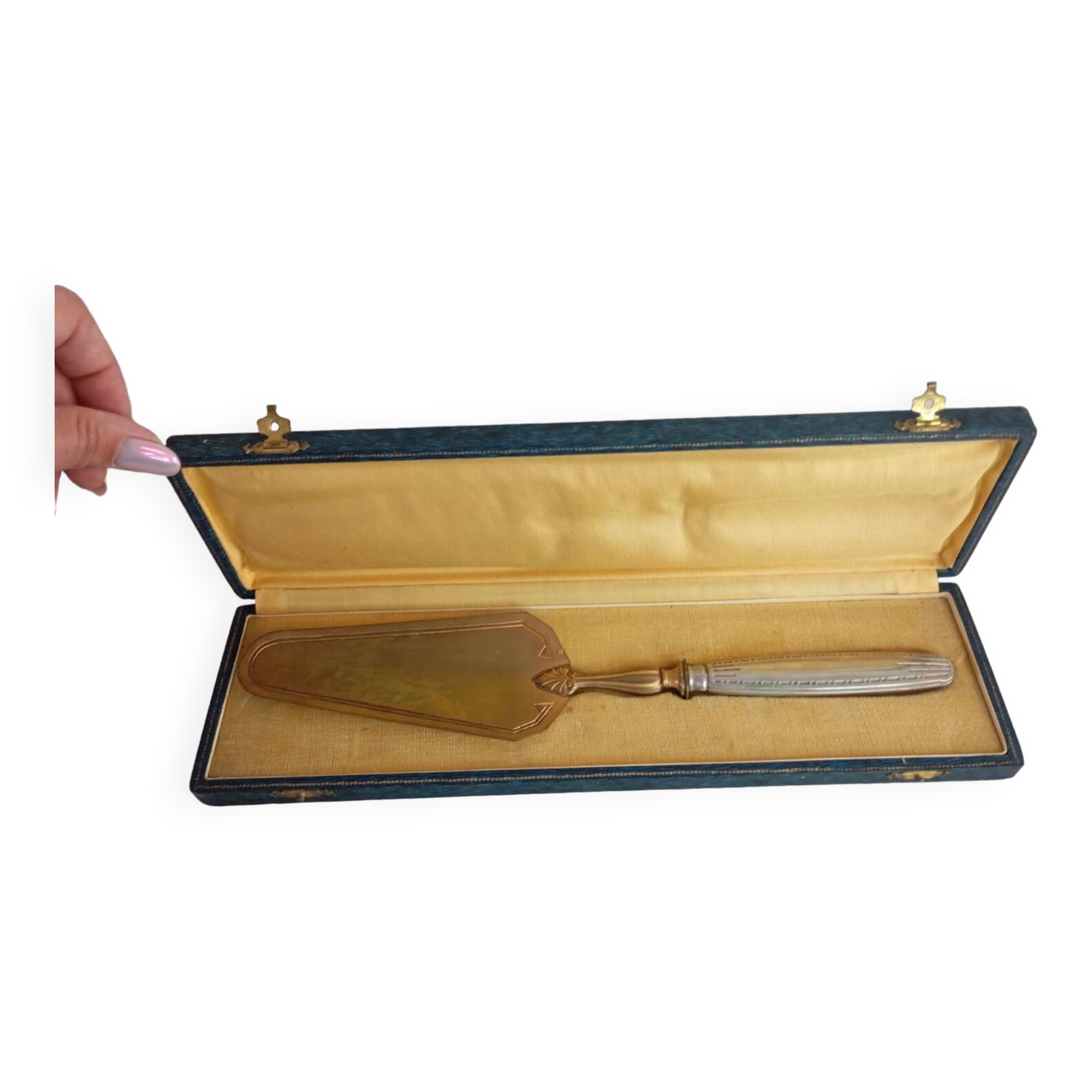 Brass and silver pie server