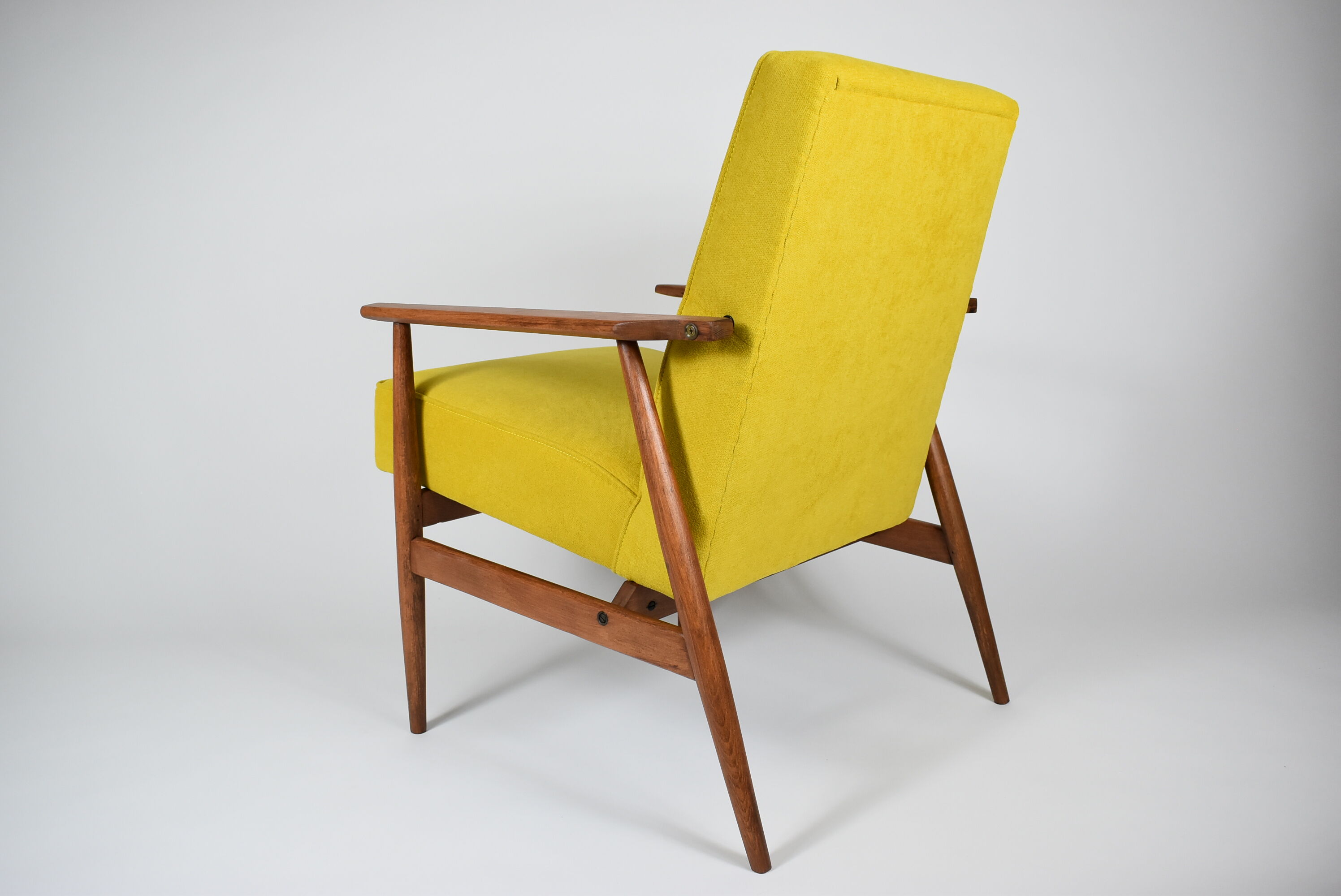 Original armchair "FOX", designer Henry Lis, 1970s, fully restored, yellow