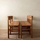 Vintage set of six French mid-century dining chairs in wood and rush, 1960s