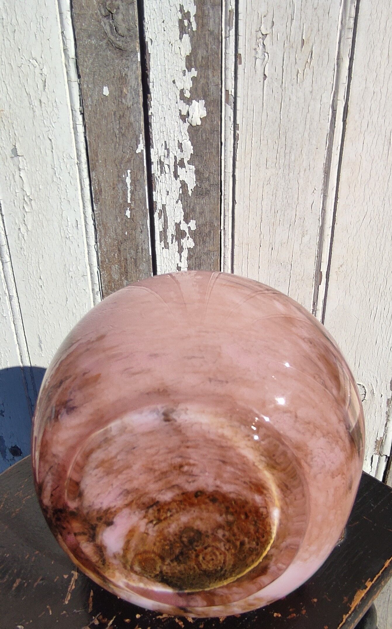 Vintage vase in pink opaline blown glass