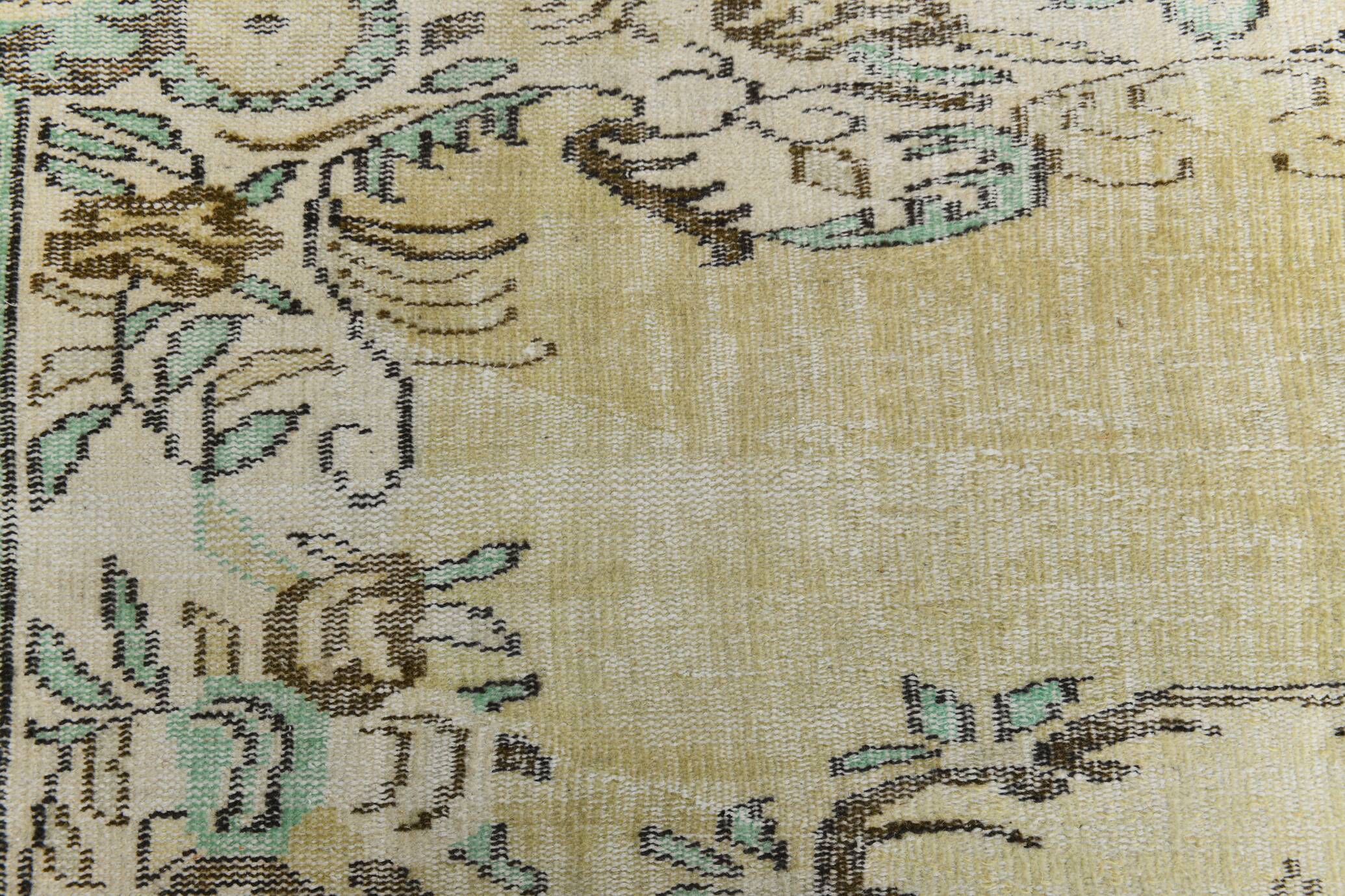 Tapis persan oriental vert clair et jaune 5x8, 165x238 cm