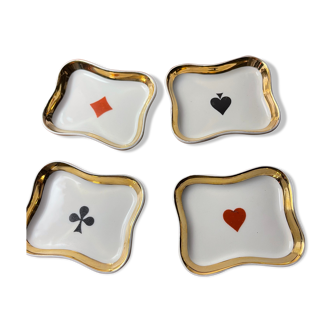 Set coupelles Limoges décor jeux de cartes