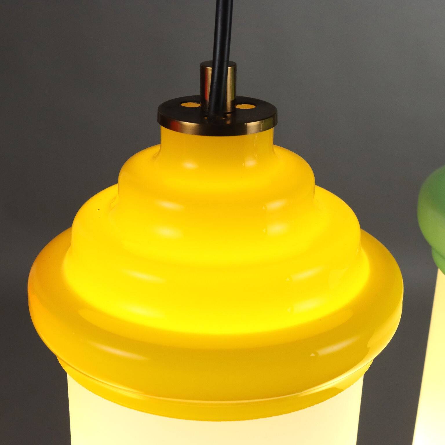 Original vintage glass and aluminum lamp from Italy, dating from the 1960s