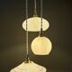 Vintage white glass triple globe suspension from Clichy and opaline.