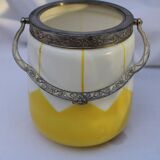 Old white and yellow opaline ice bucket