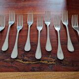 Christofle - Series 9 fish forks, Crossed Ribbons model, in silver-plated metal