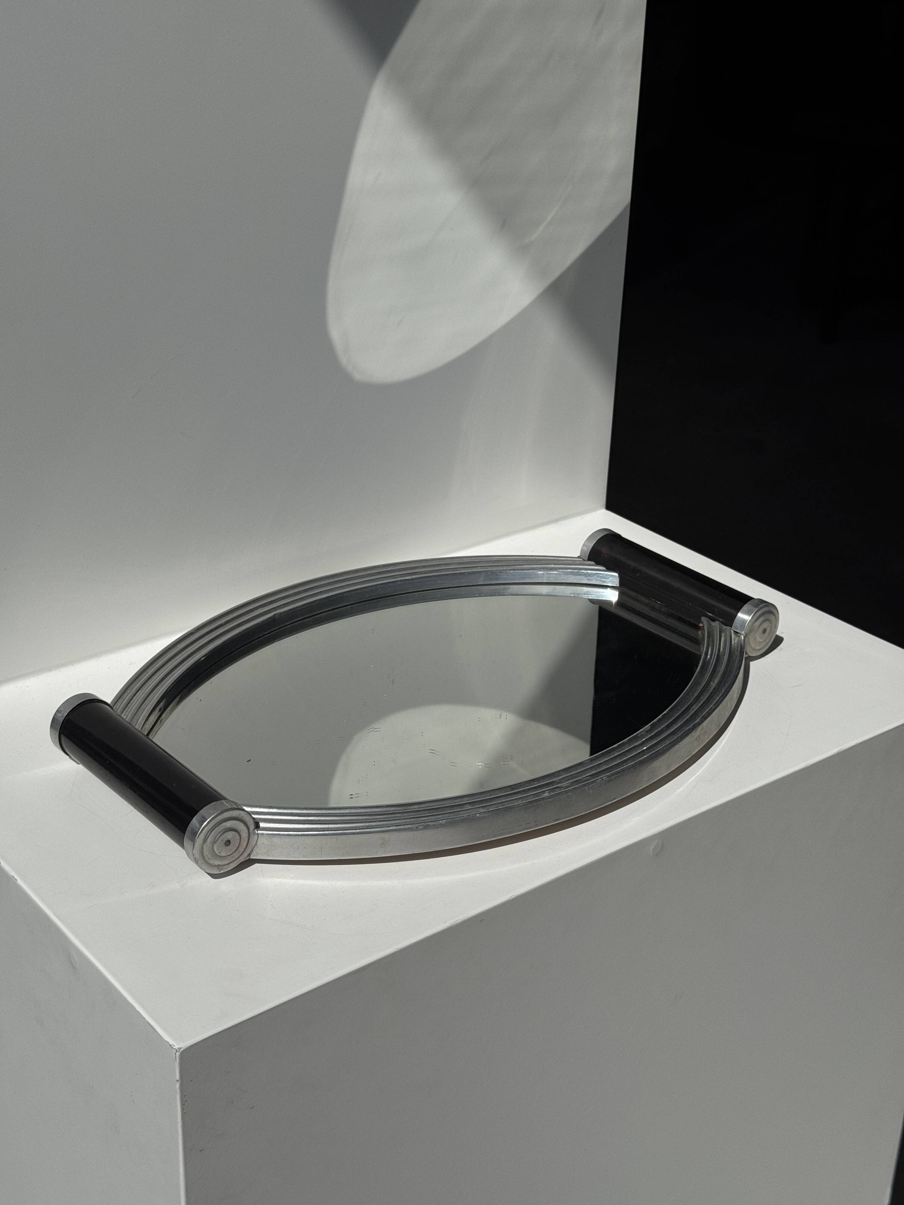Vintage black two-handled mirror tray 26x38