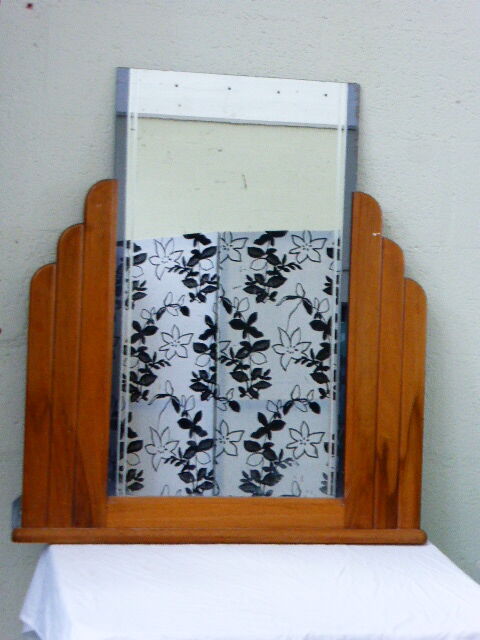 Art deco mirror, and column wooden frame
