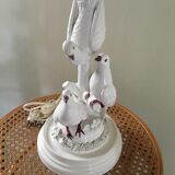Triple white ceramic dove lamp