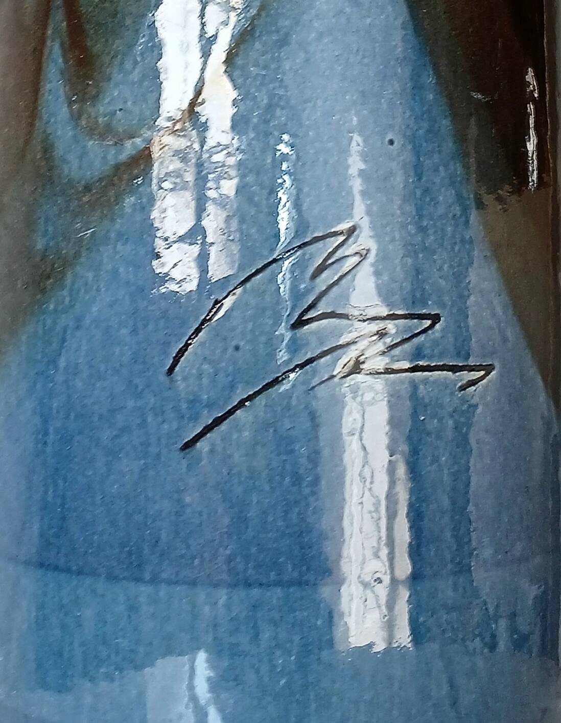 Puisaye stoneware shaped piece signed, XL pitcher