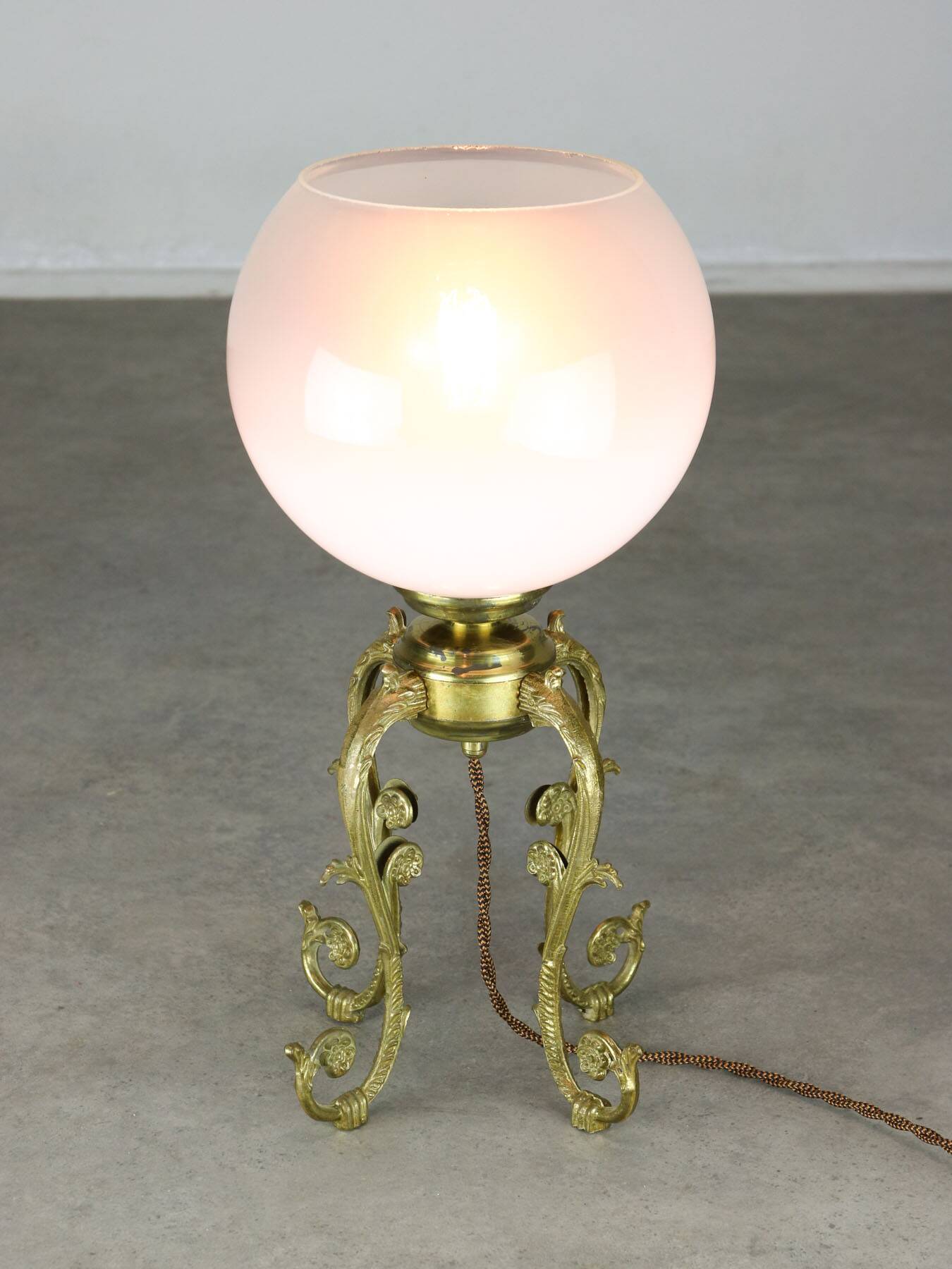 Mid-century Brass and Glass Table Lamp
