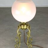 Mid-century Brass and Glass Table Lamp