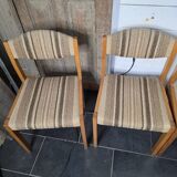 4 vintage self chairs from the 60s with wool seats