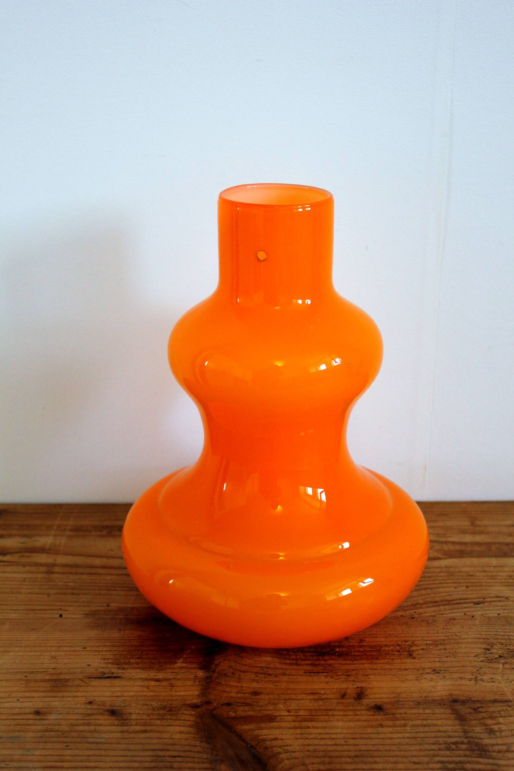 Vintage space age opaline orange pendant light 70s