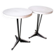 Pair of round vintage bistro tables, pedestal table