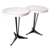 Paire de tables de bistrot vintage ronde, guéridon