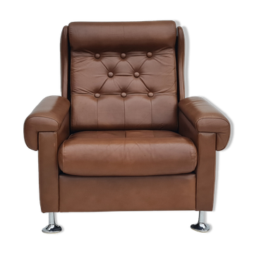 Fauteuil en cuir du milieu du siècle, années 1970