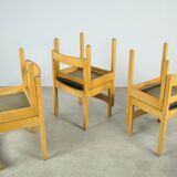 Vintage oak DUTCH DESIGN dining chairs in modern minimalist style, 1960s
