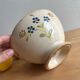Old earthenware bowl on a pedestal, Digoin Sarreguemines Flowers / flo