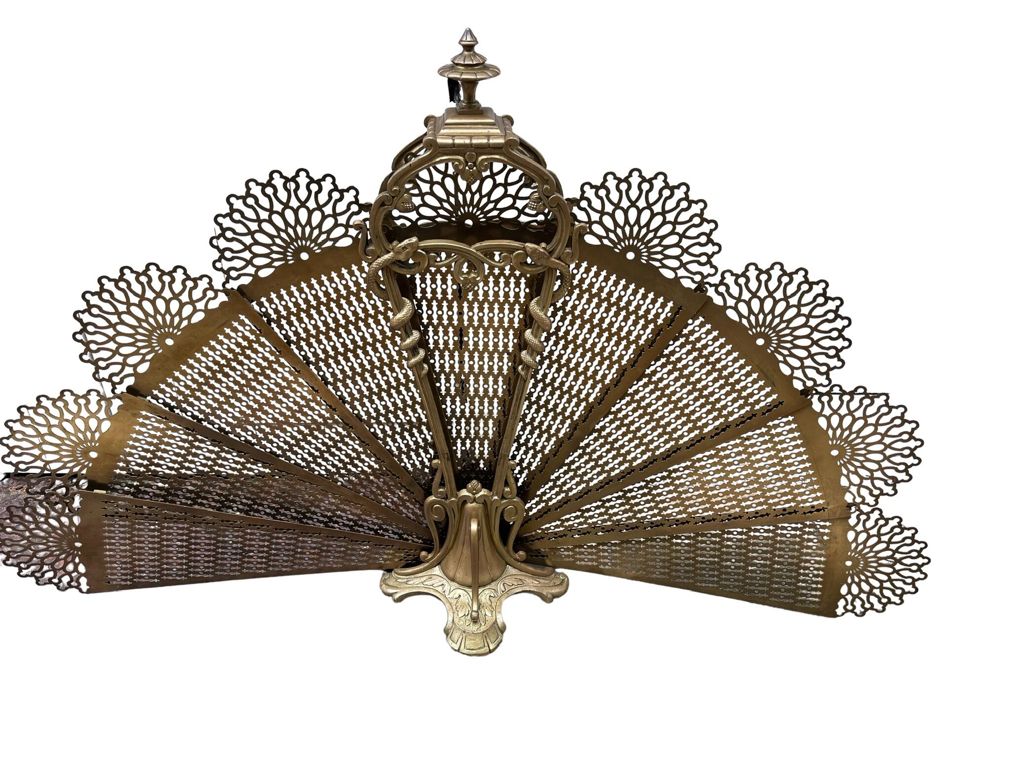 Fire screen fireplace fan bronze snake model