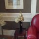 Set of 2 table lamps, old gilded bronze lampshades