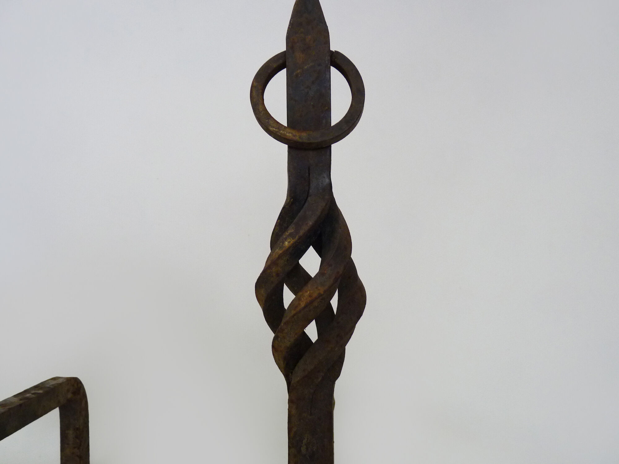Large pair of cast iron chimney chenets. France 19th century