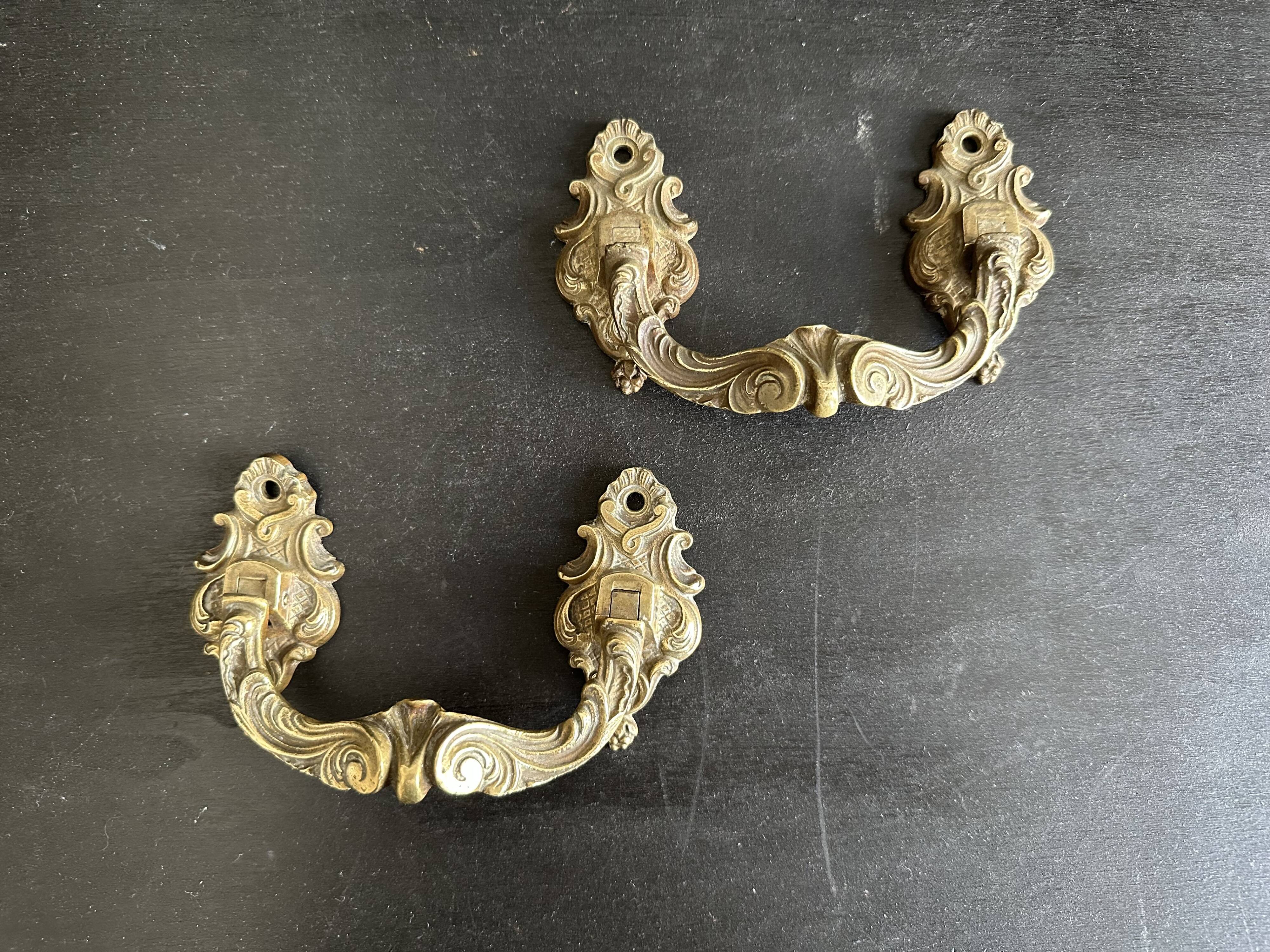 Pair of large antique bronze handles, L. Pinet 19th century