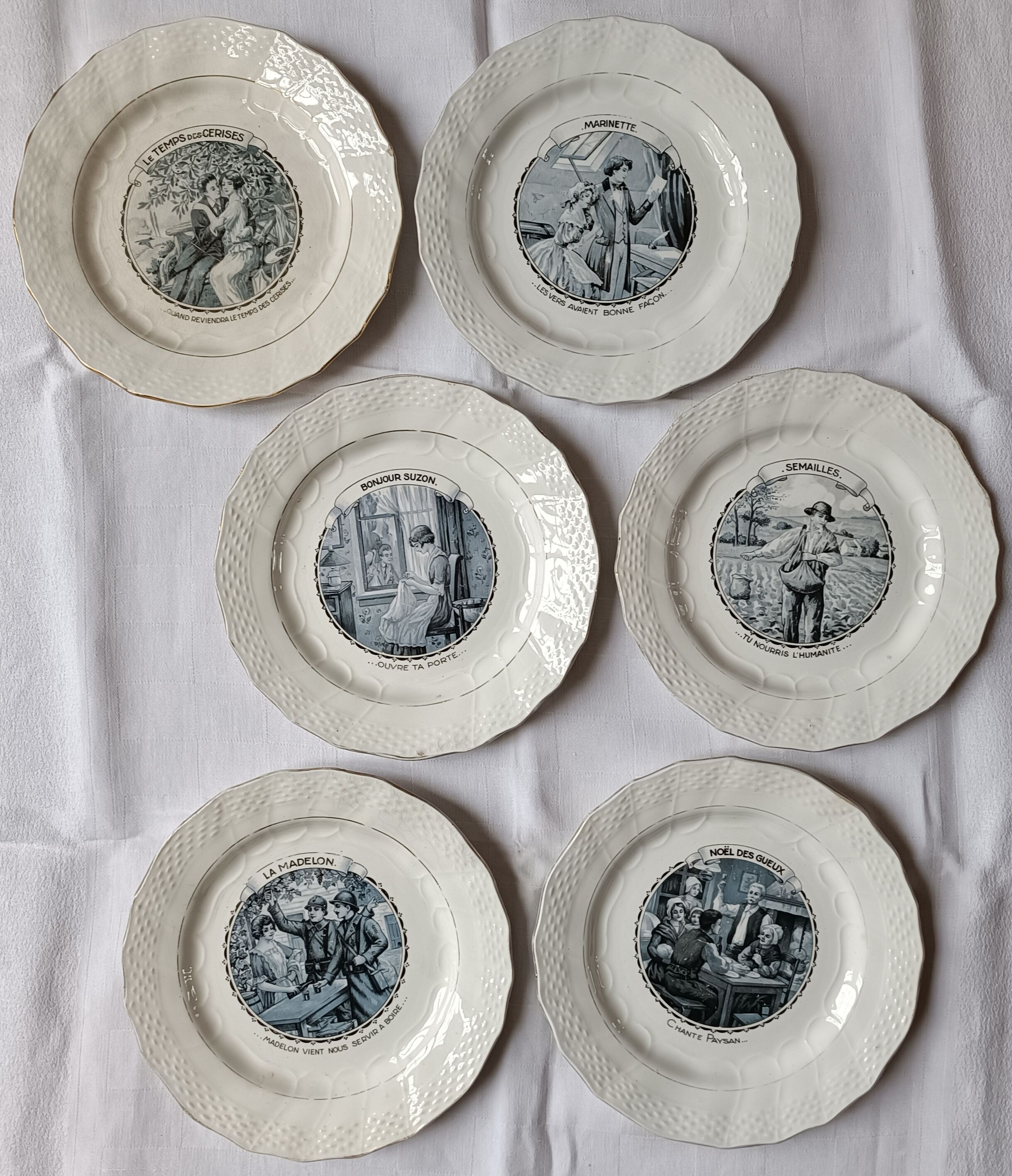 6 dessert plates iron land moulin des loups les chansons