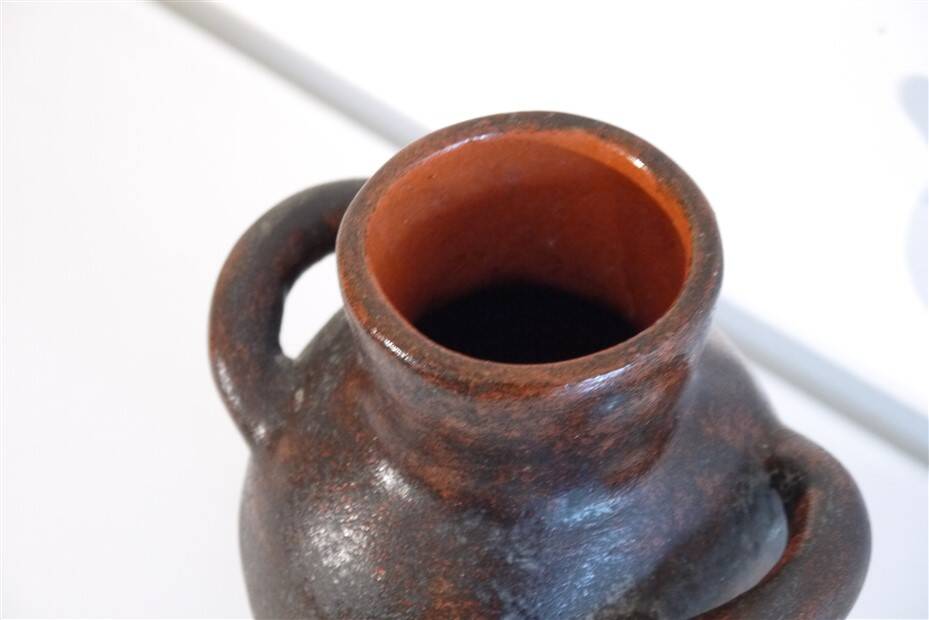 1960s ceramic pot-bellied vase with handles