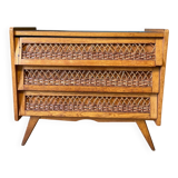 Commode vintage bois et rotin
