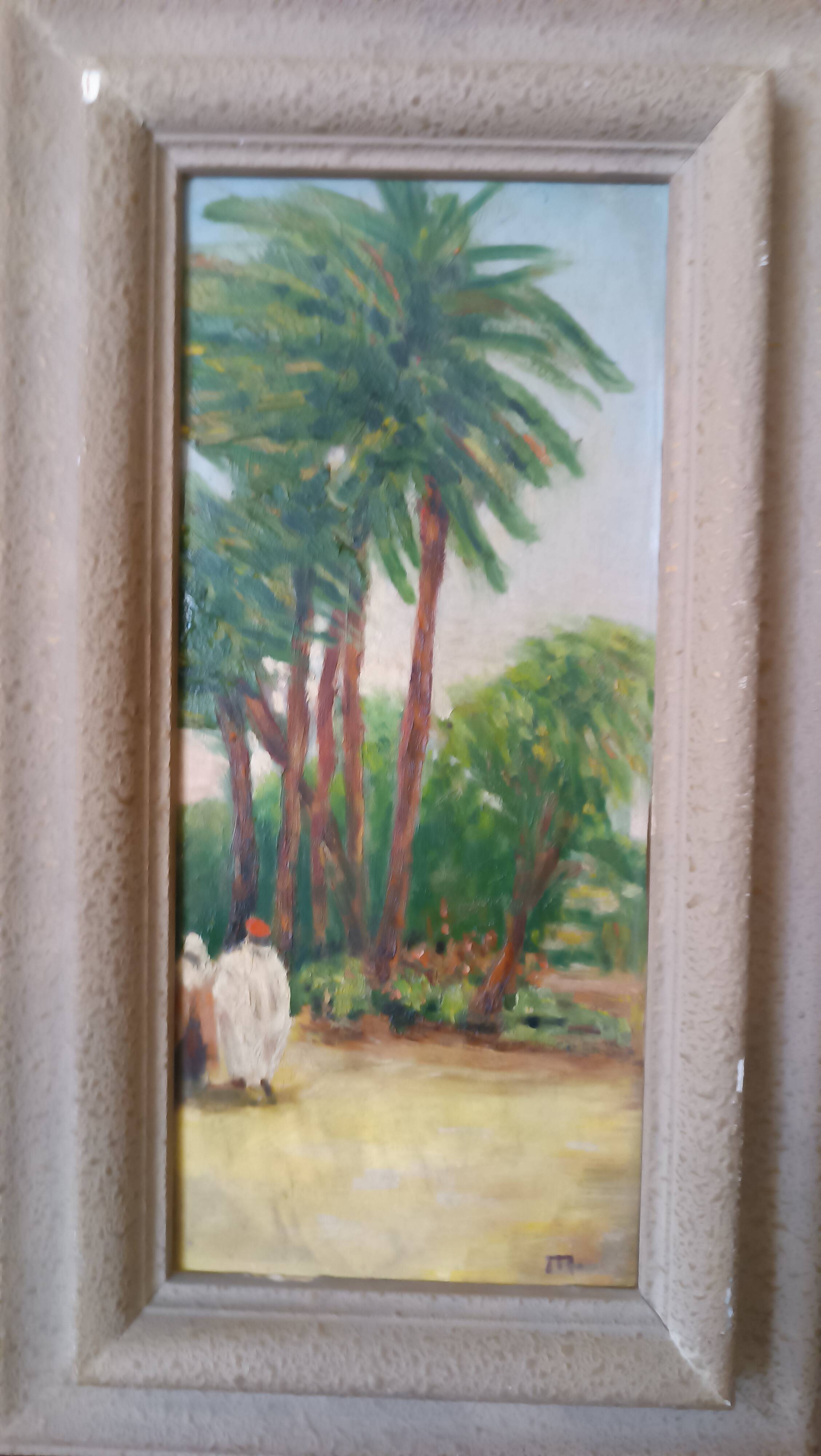Tableau ancien debut 20eme huile orientaliste sur table
