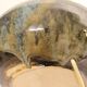 Round glazed ceramic lamp - from the 1960s