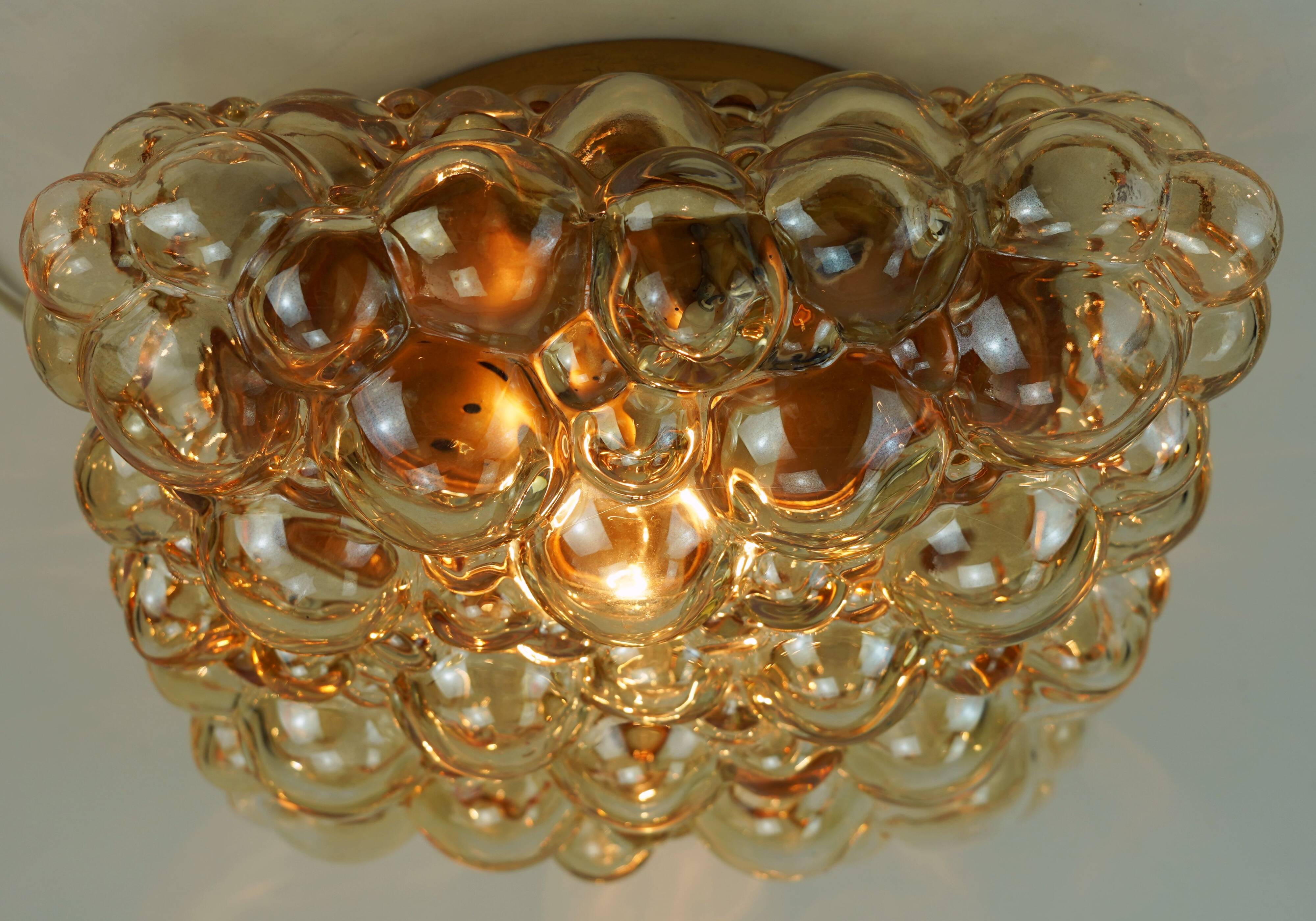 large mid century modern 1960's 1970's bubble amber glass CEILING LIGHT