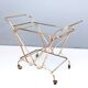 Vintage Brass Serving Cart with Glass Shelves, Italy