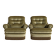 Pair of English style crapaud armchairs – 1960s – Olive green velvet