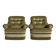 Pair of English style crapaud armchairs – 1960s – Olive green velvet