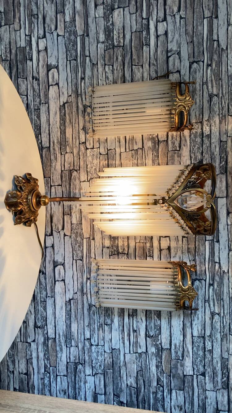 Guimard-style sign neck lamp with two wall lights