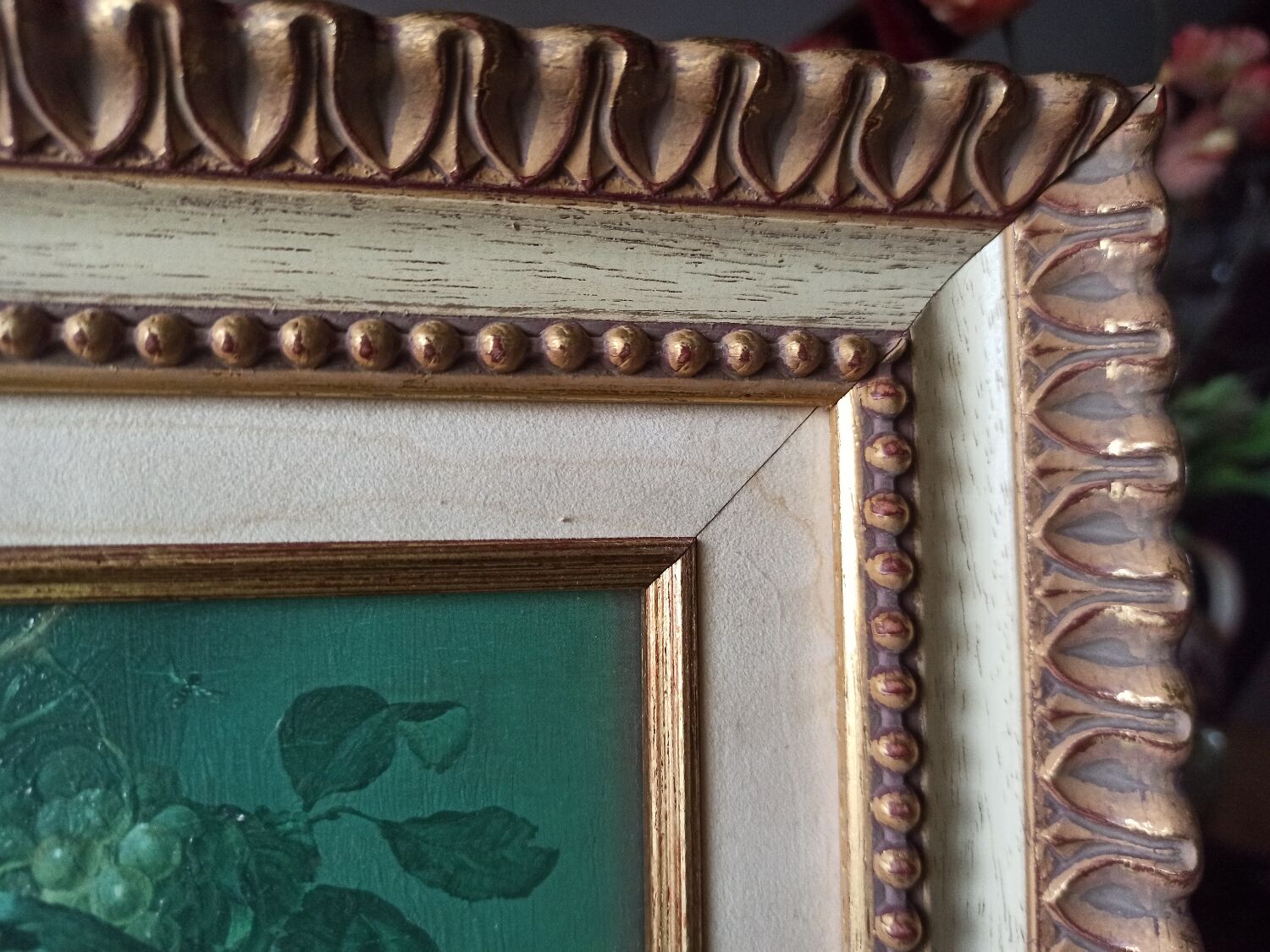 Still life, oil on framed canvas.