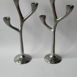 Pair of Italian cast aluminum candlesticks 1970