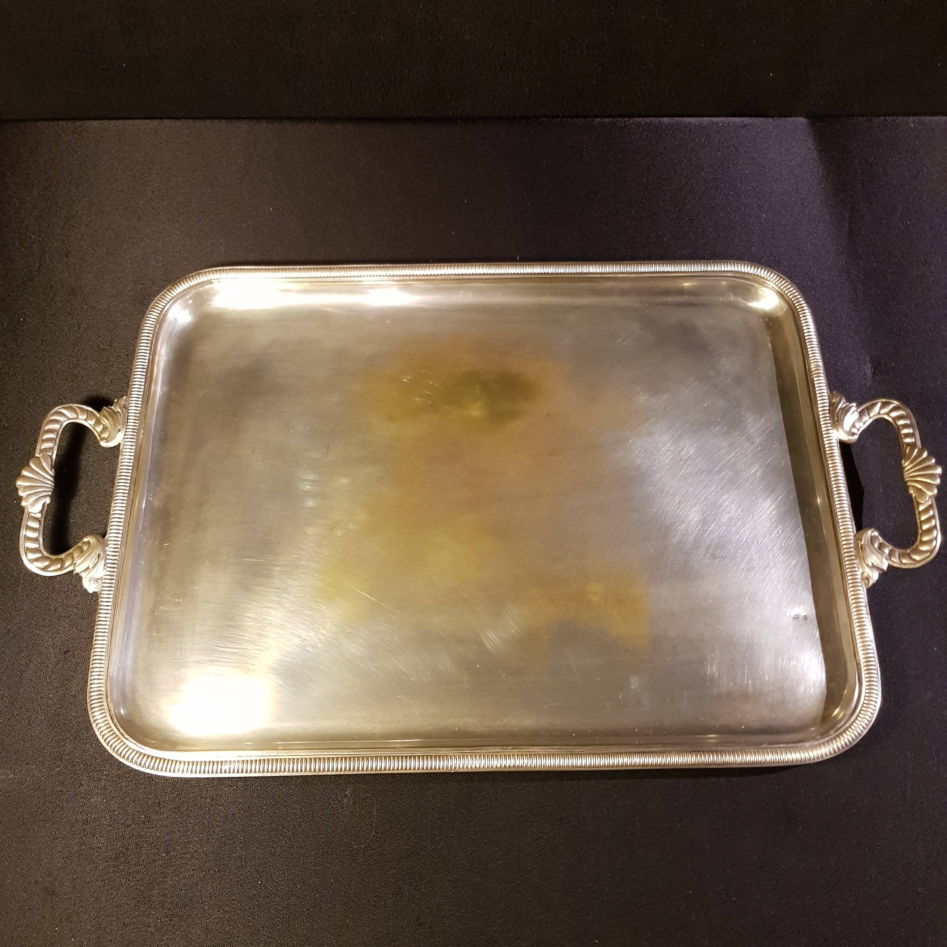 Old silver metal tray