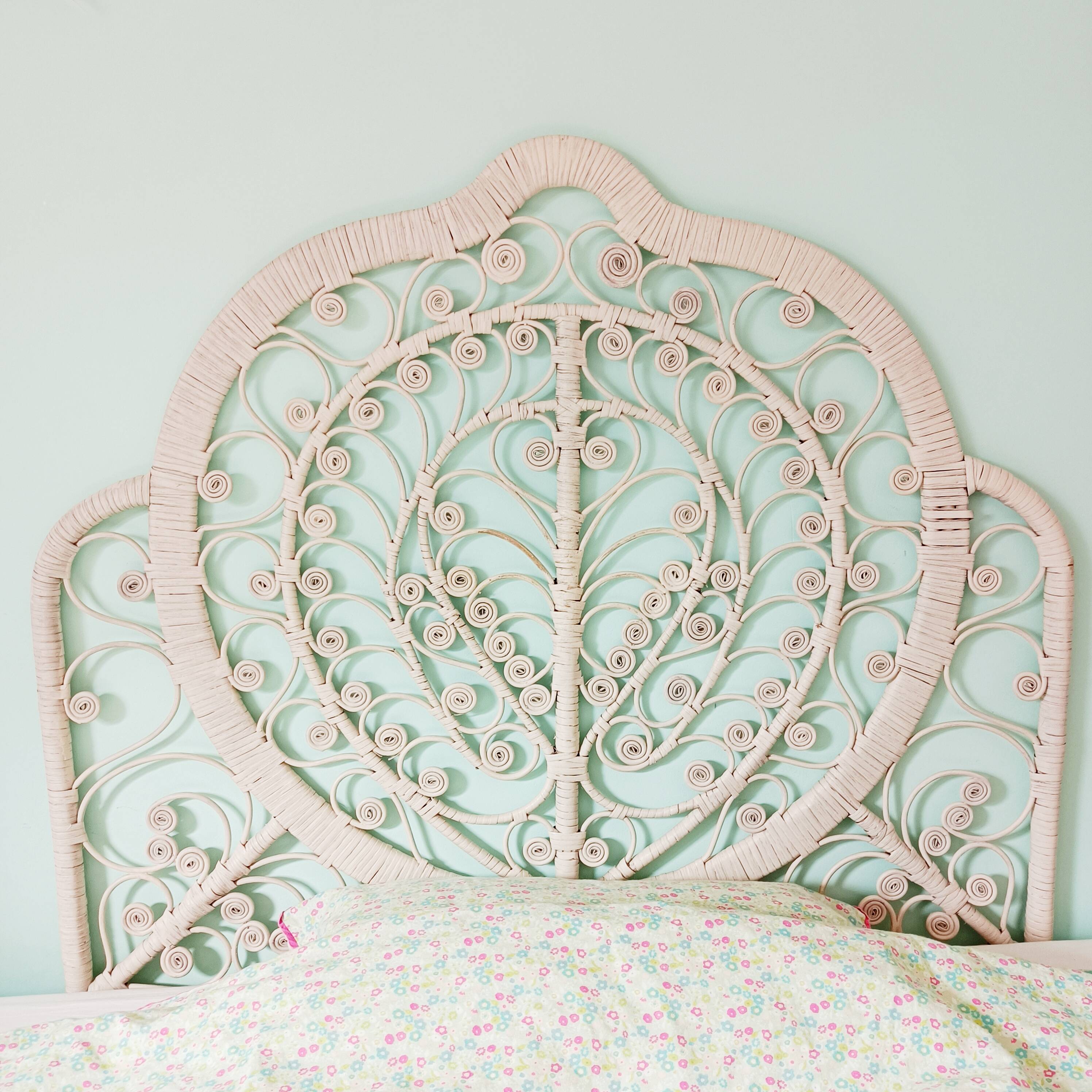 Peacock rattan headboard