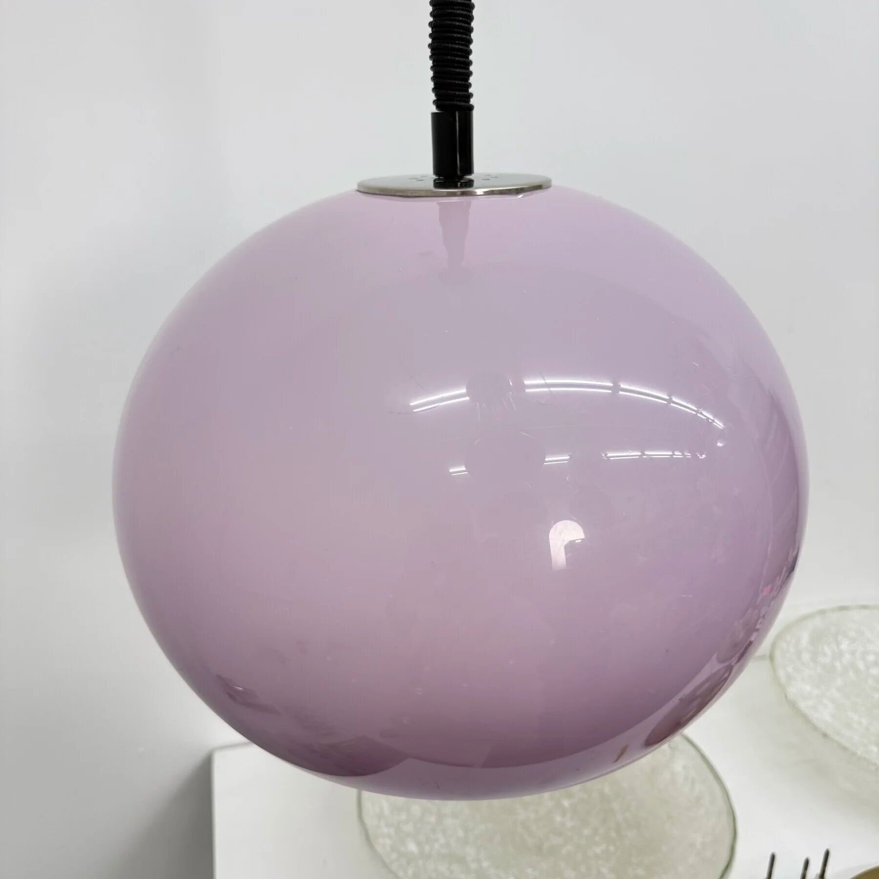 Mid-century purple plastic hanging lamp Harvey Guzzini for Meblo, 1970s