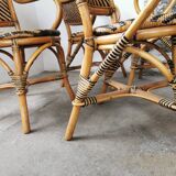 Set of 4 rattan armchairs