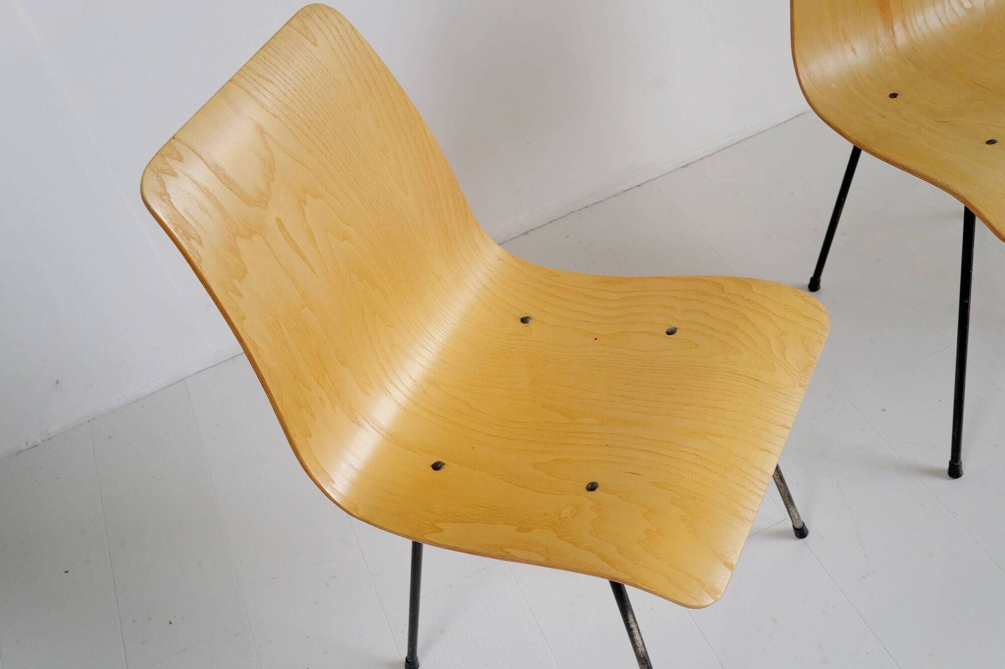 Set of 6 bent plywood chairs, 1950