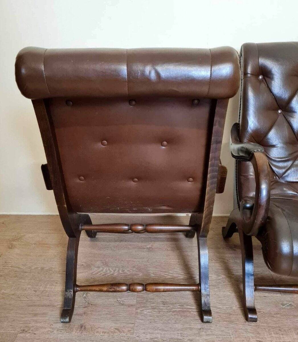 Pair of leather chesterfiel armchairs