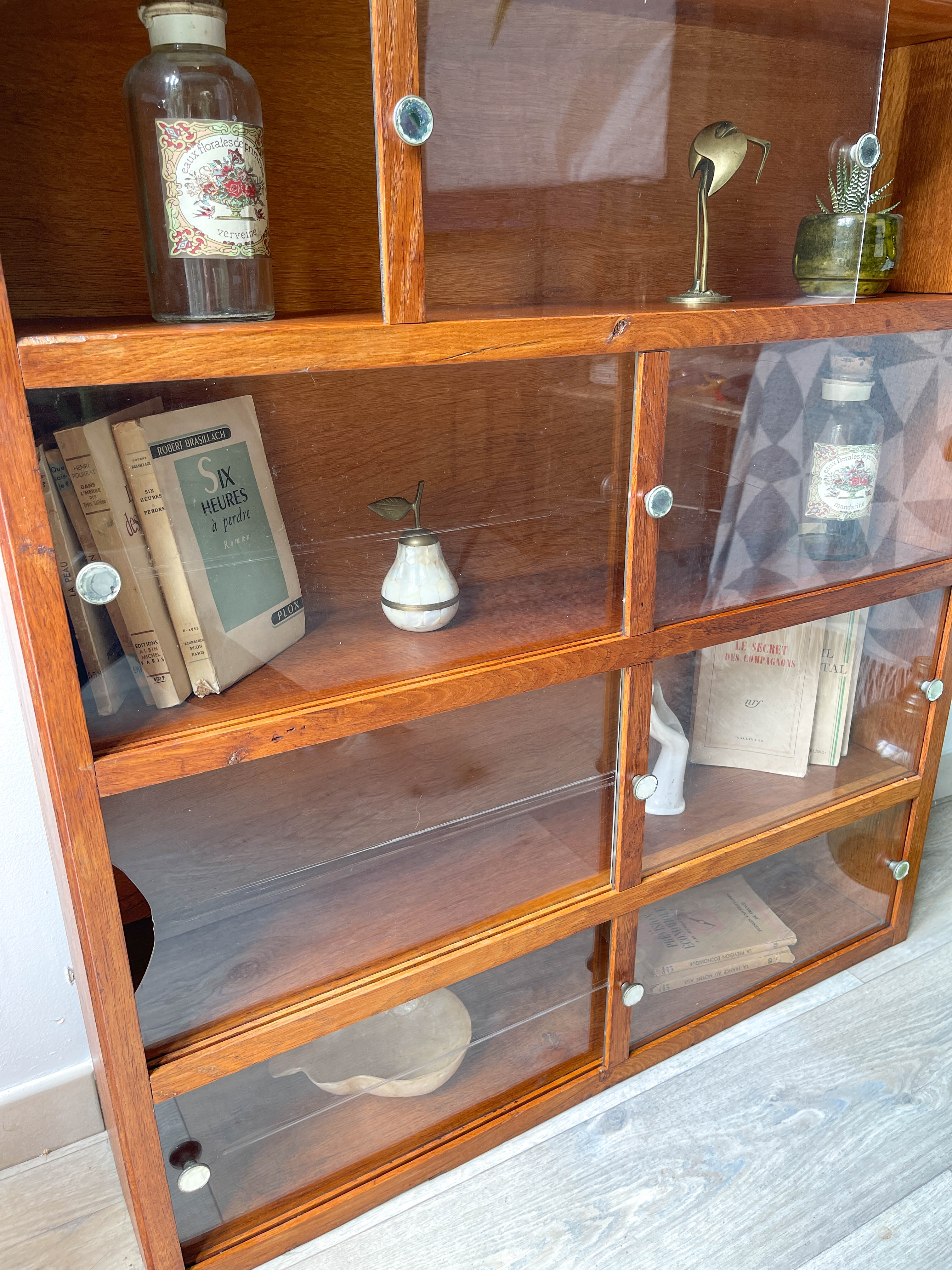 Vintage oak wall display case