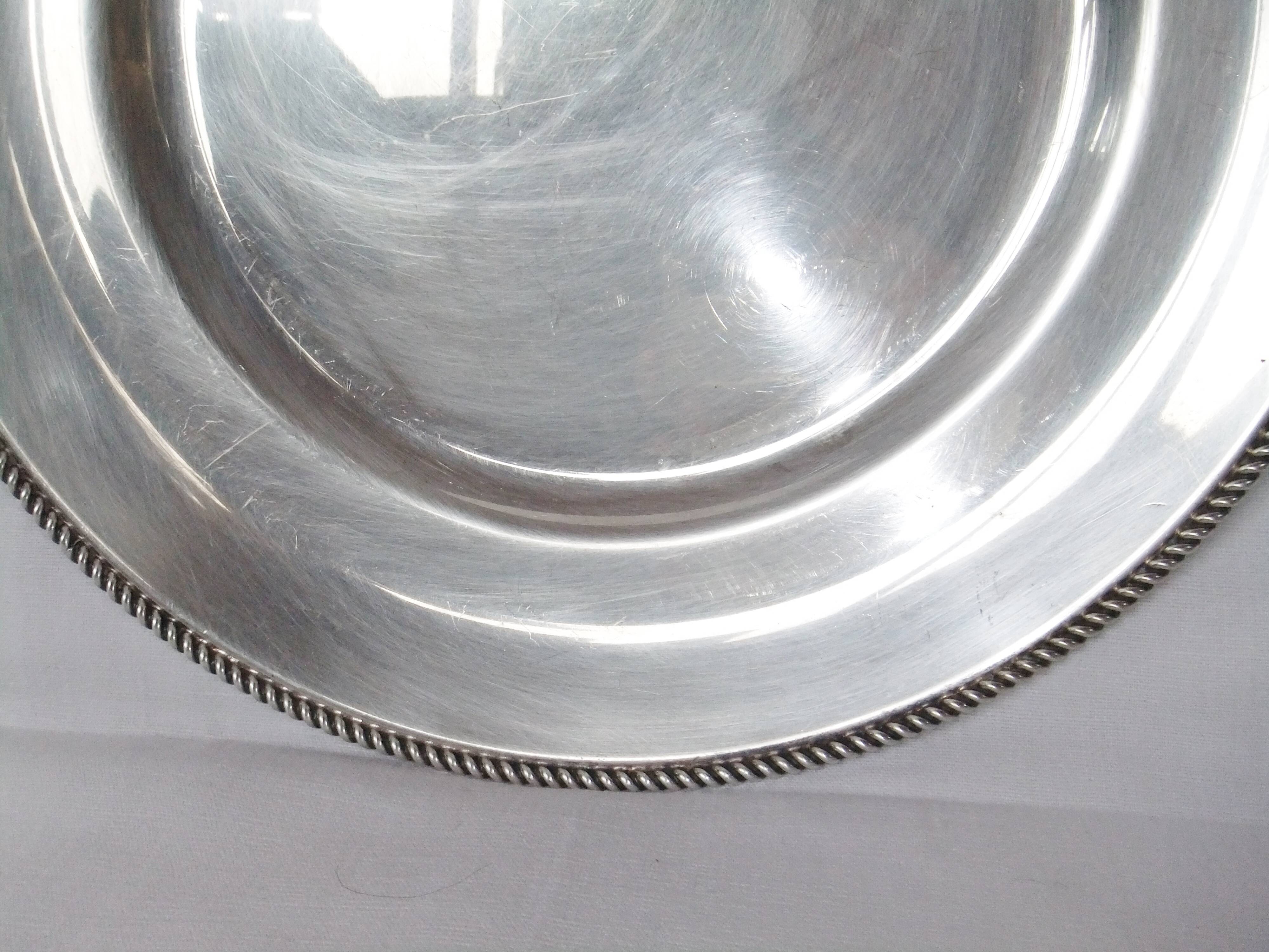 Round table service table tray Silver metal punch WMF